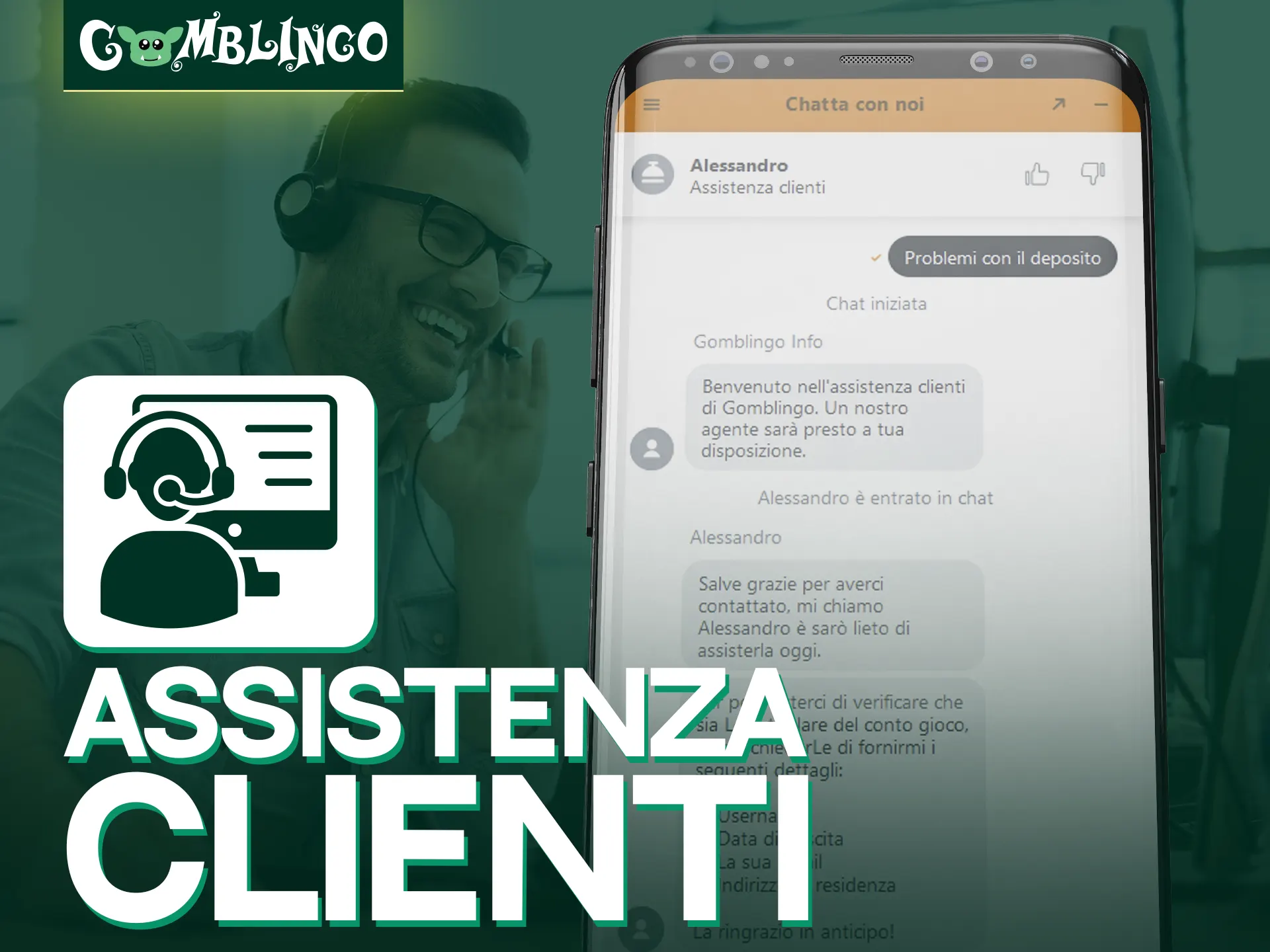 Scoprite come contattare il team di assistenza tramite l'app Gomblingo.