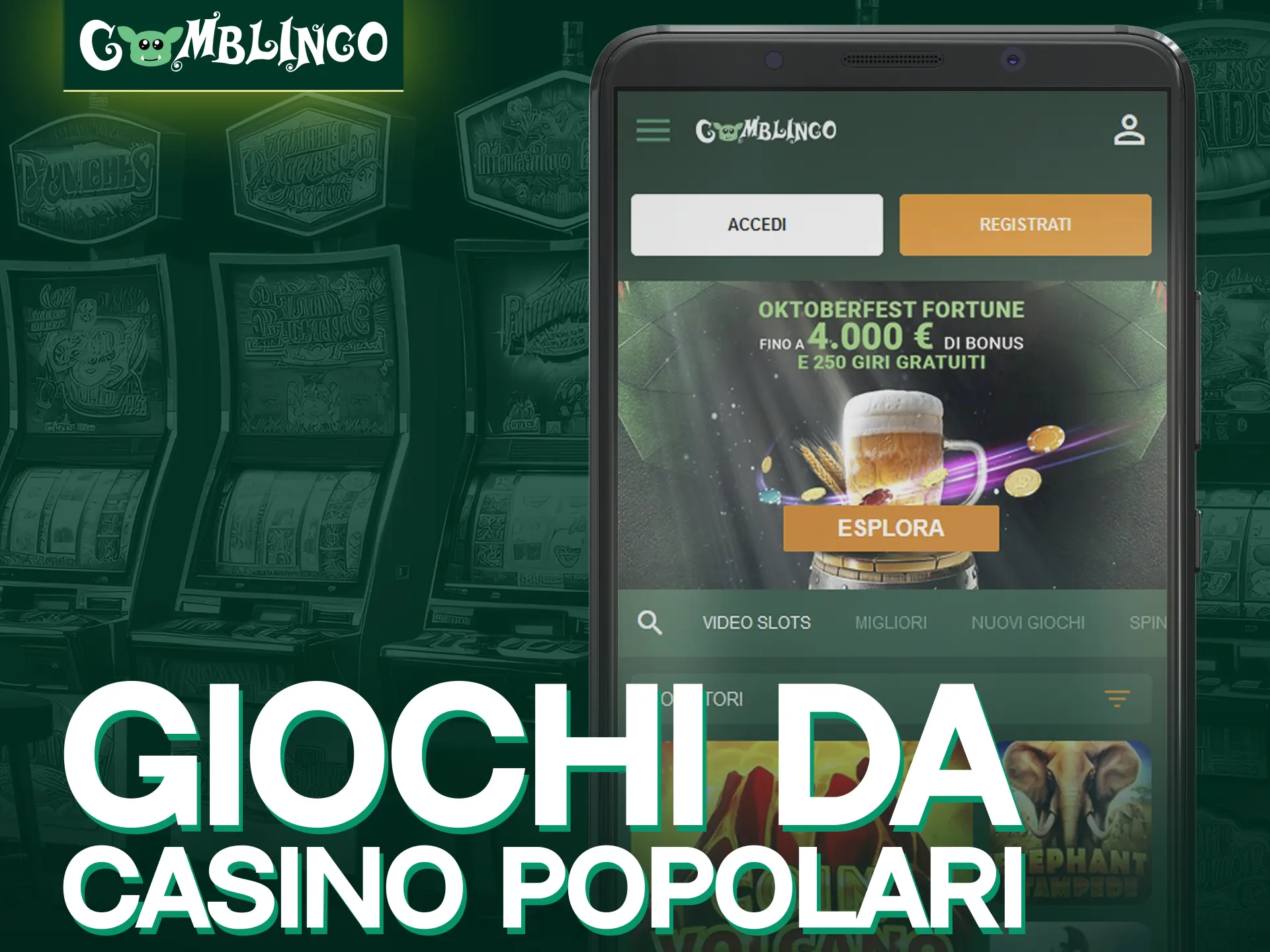 Gomblingo Casino offre un'ampia selezione di giochi per gli utenti di dispositivi mobili.