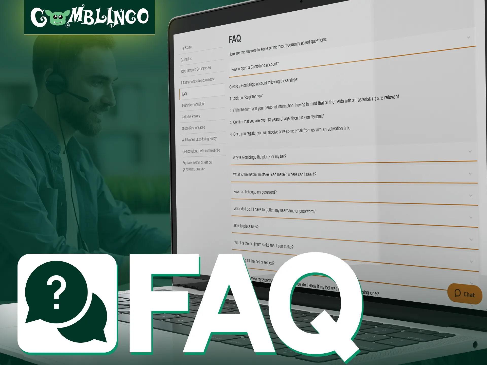 Per risposte rapide alle domande più comuni, visita la pagina delle FAQ di Gomblingo.