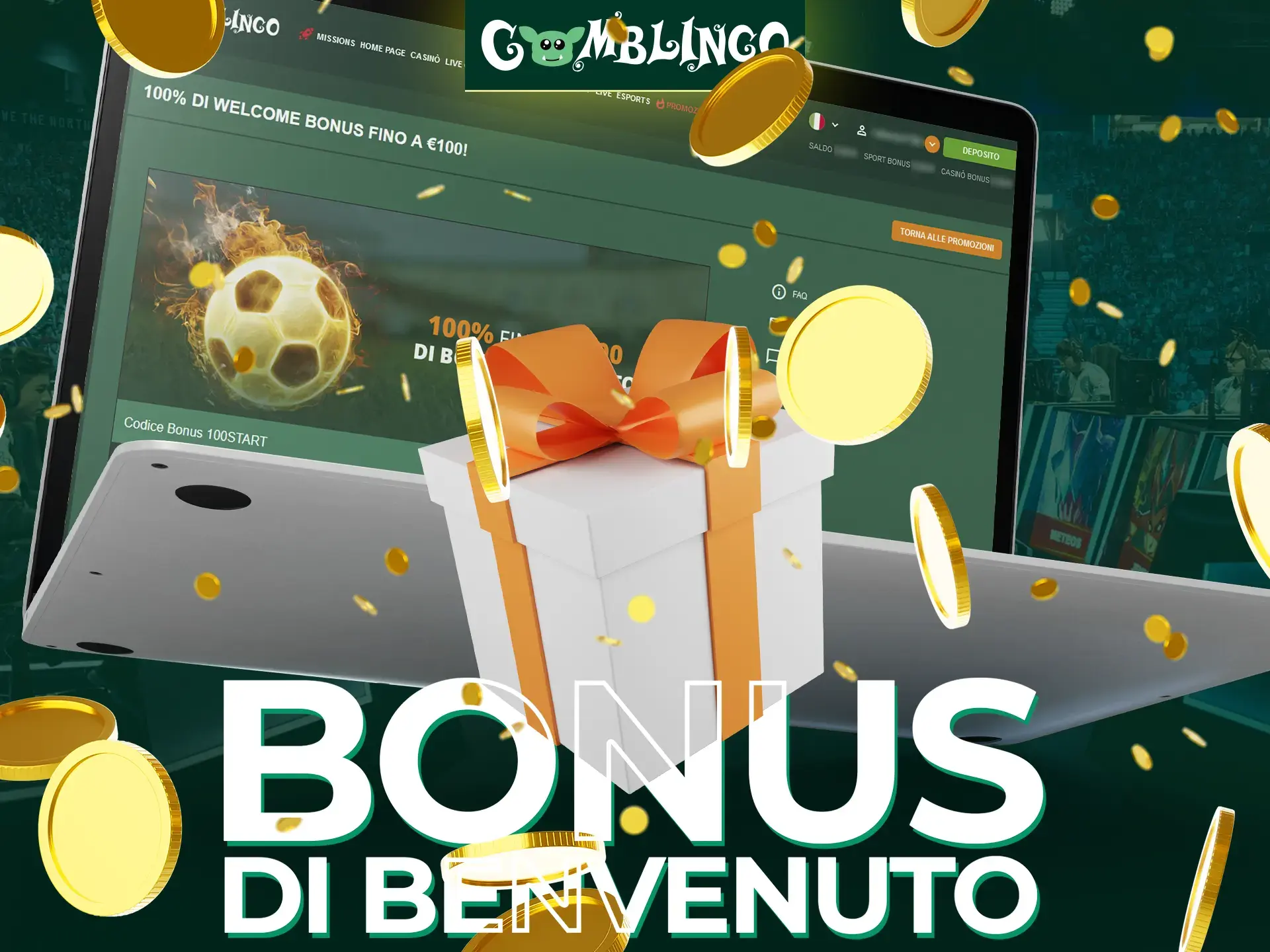 Inizia con un bonus di benvenuto del 100% sul tuo primo deposito su Gomblingo.