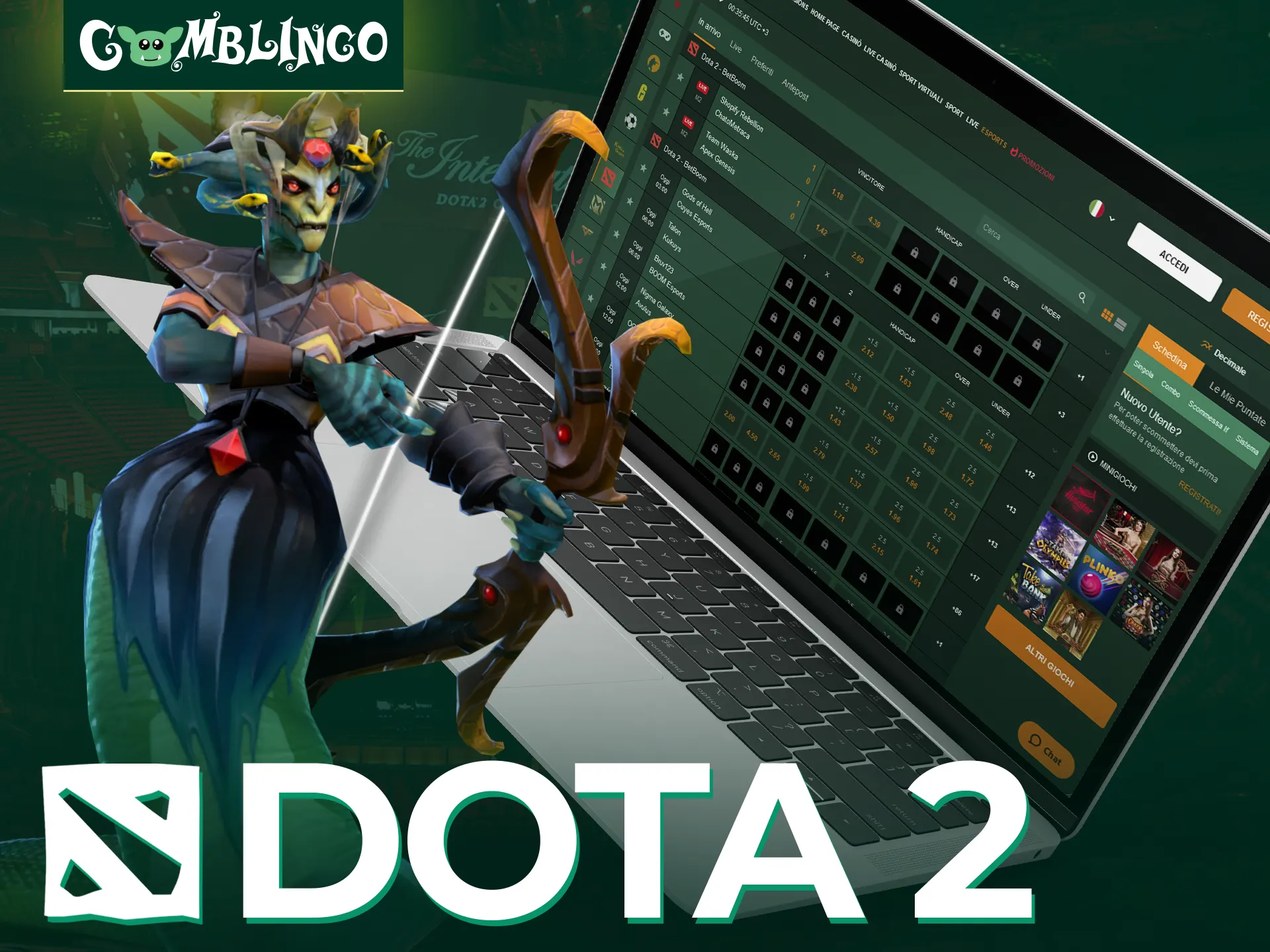 Il gioco più popolare Dota 2 è disponibile per scommettere su Gomblingo.