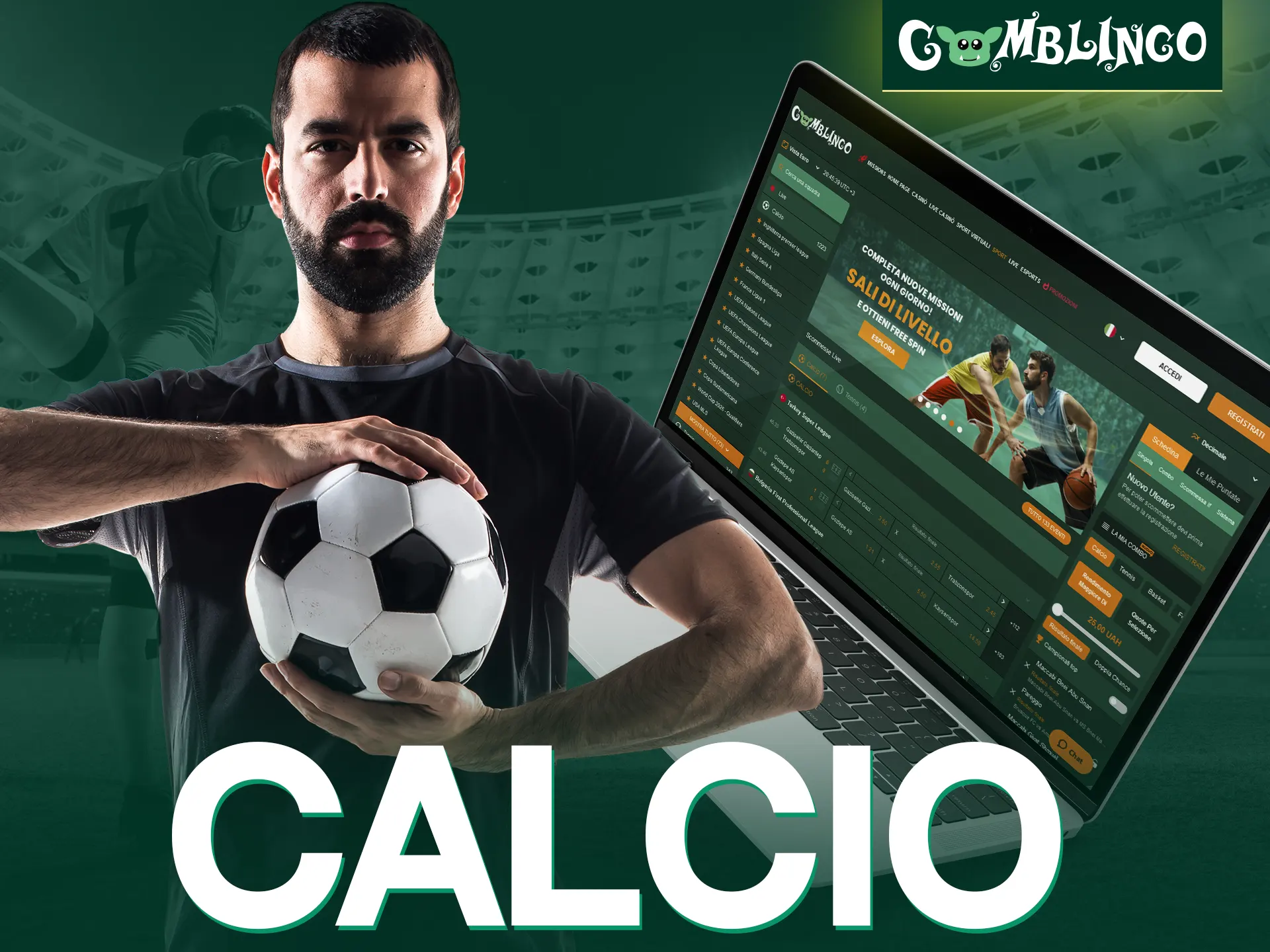 Scommetti sulle partite di calcio più popolari sulla piattaforma di scommesse Gomblingo.