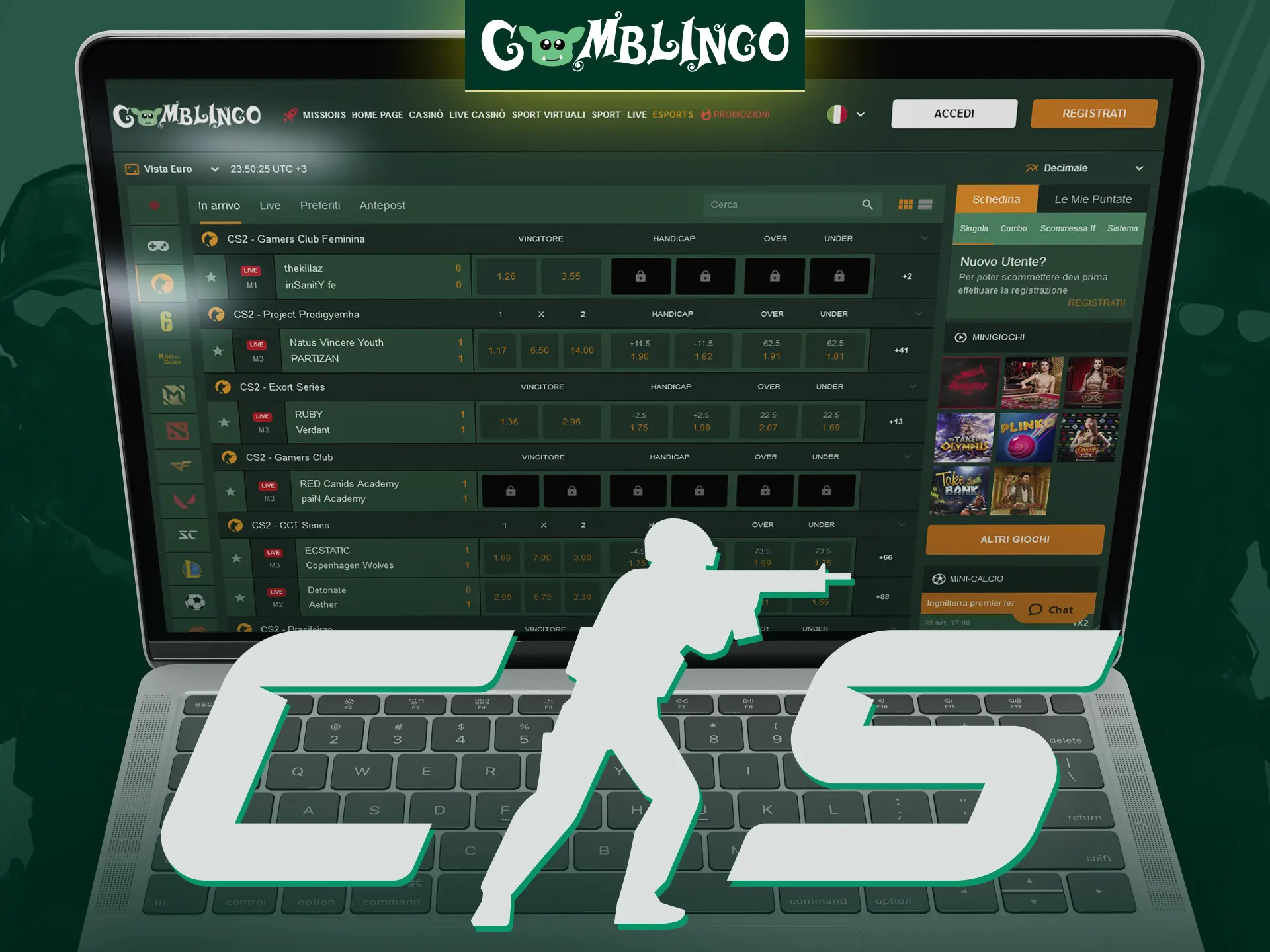 Scommesse sugli incontri di Counter Strike 2 su Gomblingo.