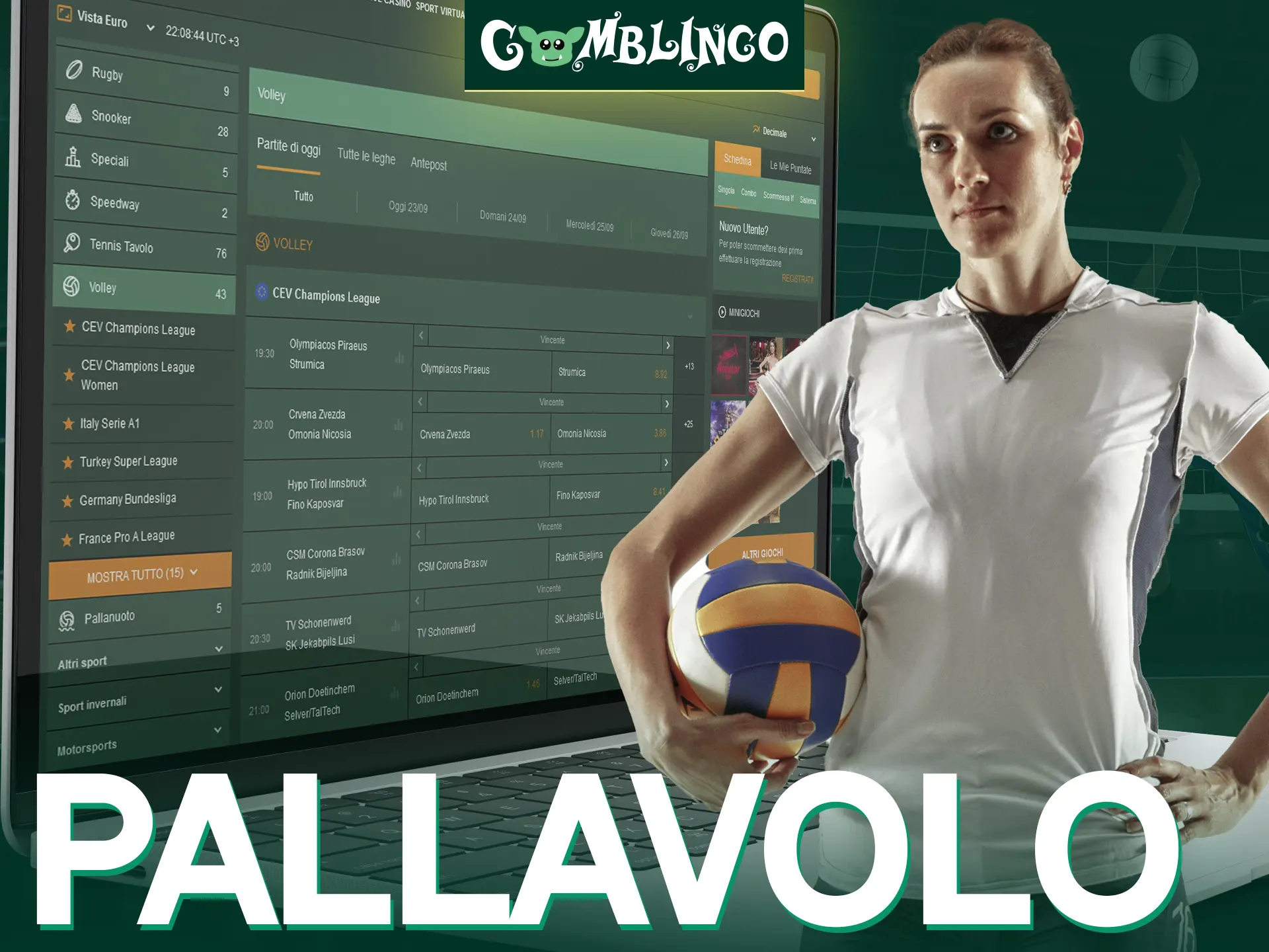 Scommetti sulle partite di pallavolo più popolari con la piattaforma di scommesse online Gomblino.