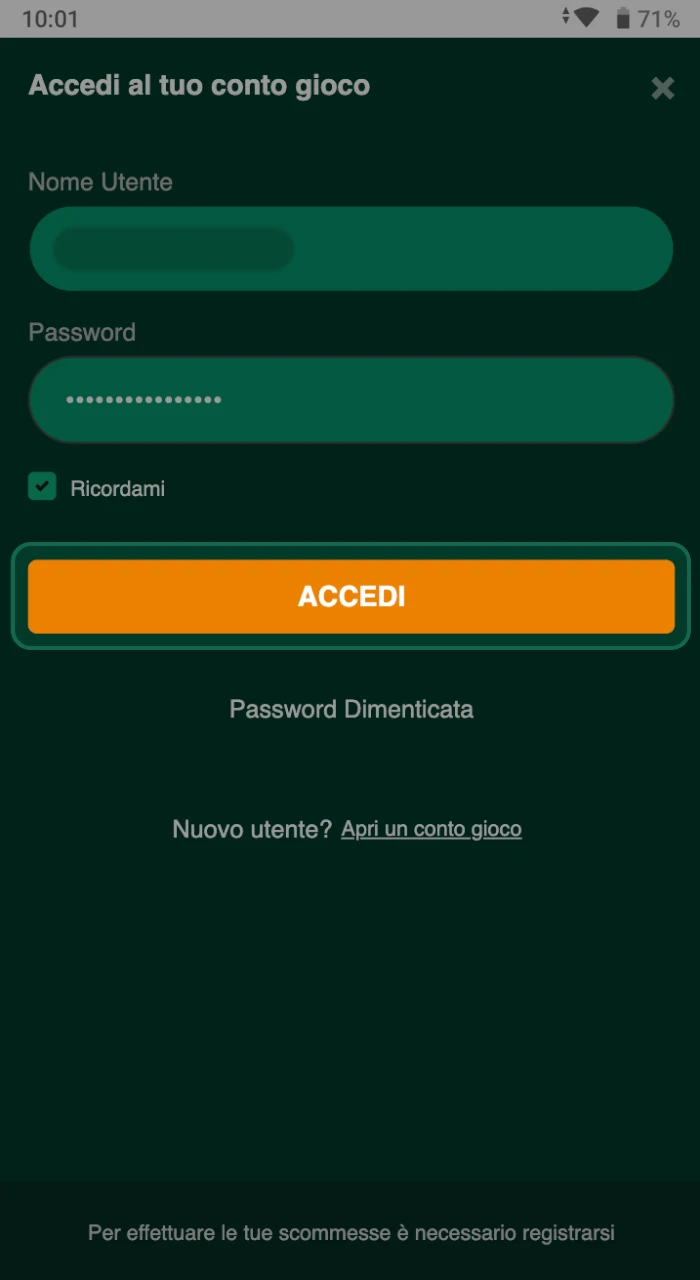 Creare un nuovo account e completare la registrazione a Gomblingo.