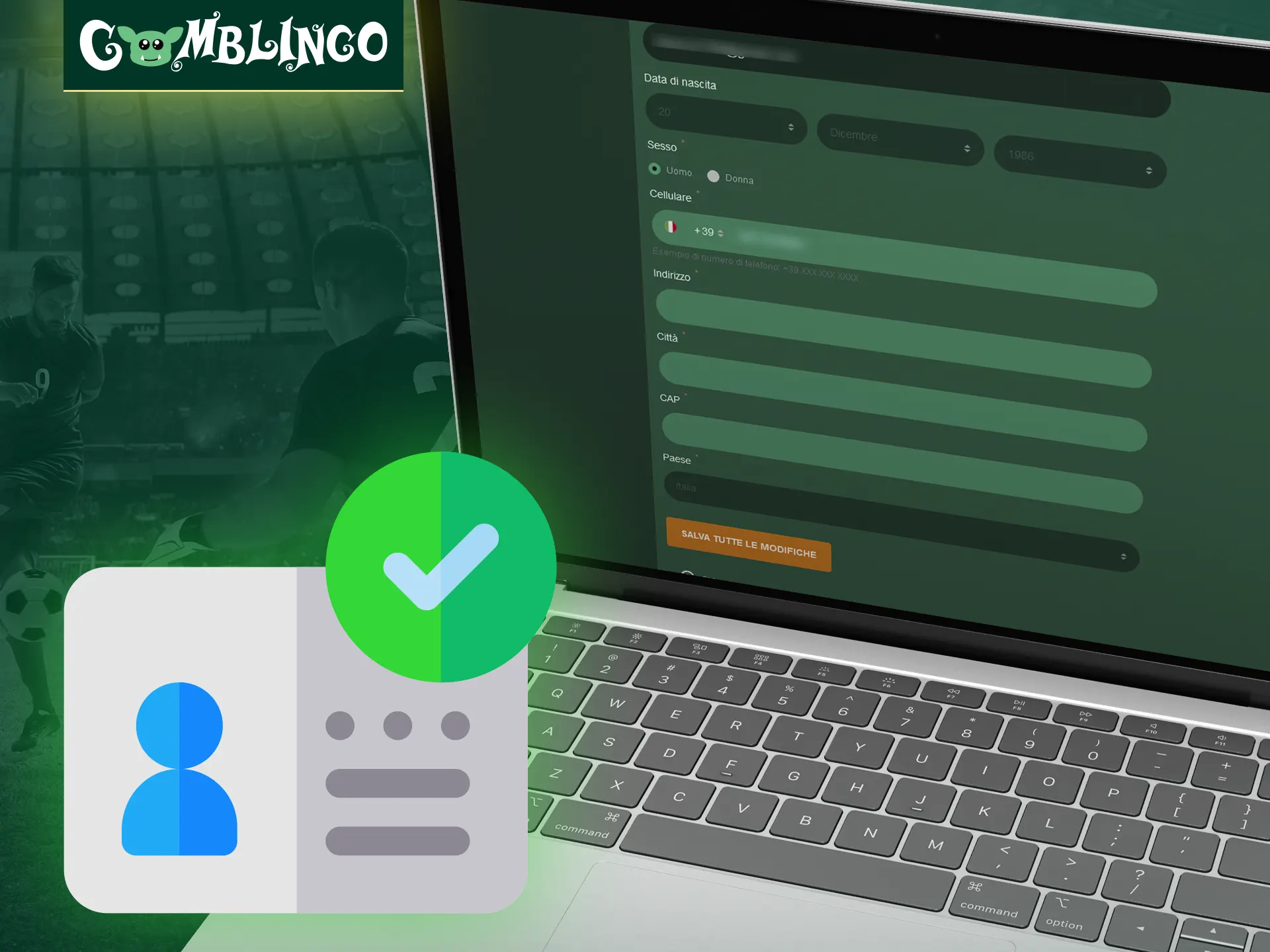Il processo di verifica di un account sulla piattaforma Gomblingo.