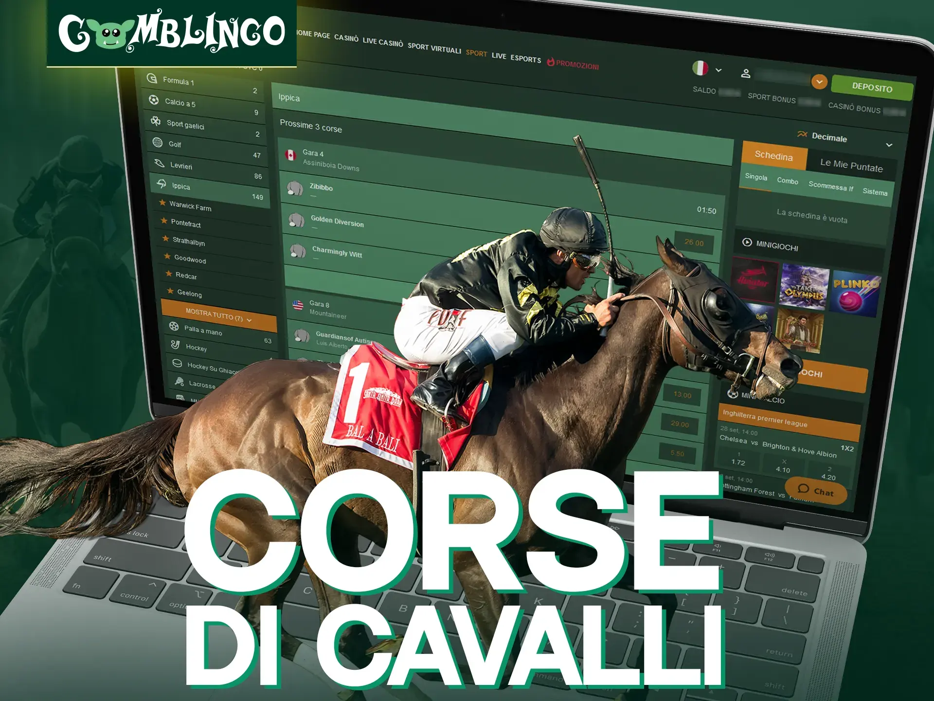 Le corse di cavalli sono un altro importante sport offerto da Gomblingo.