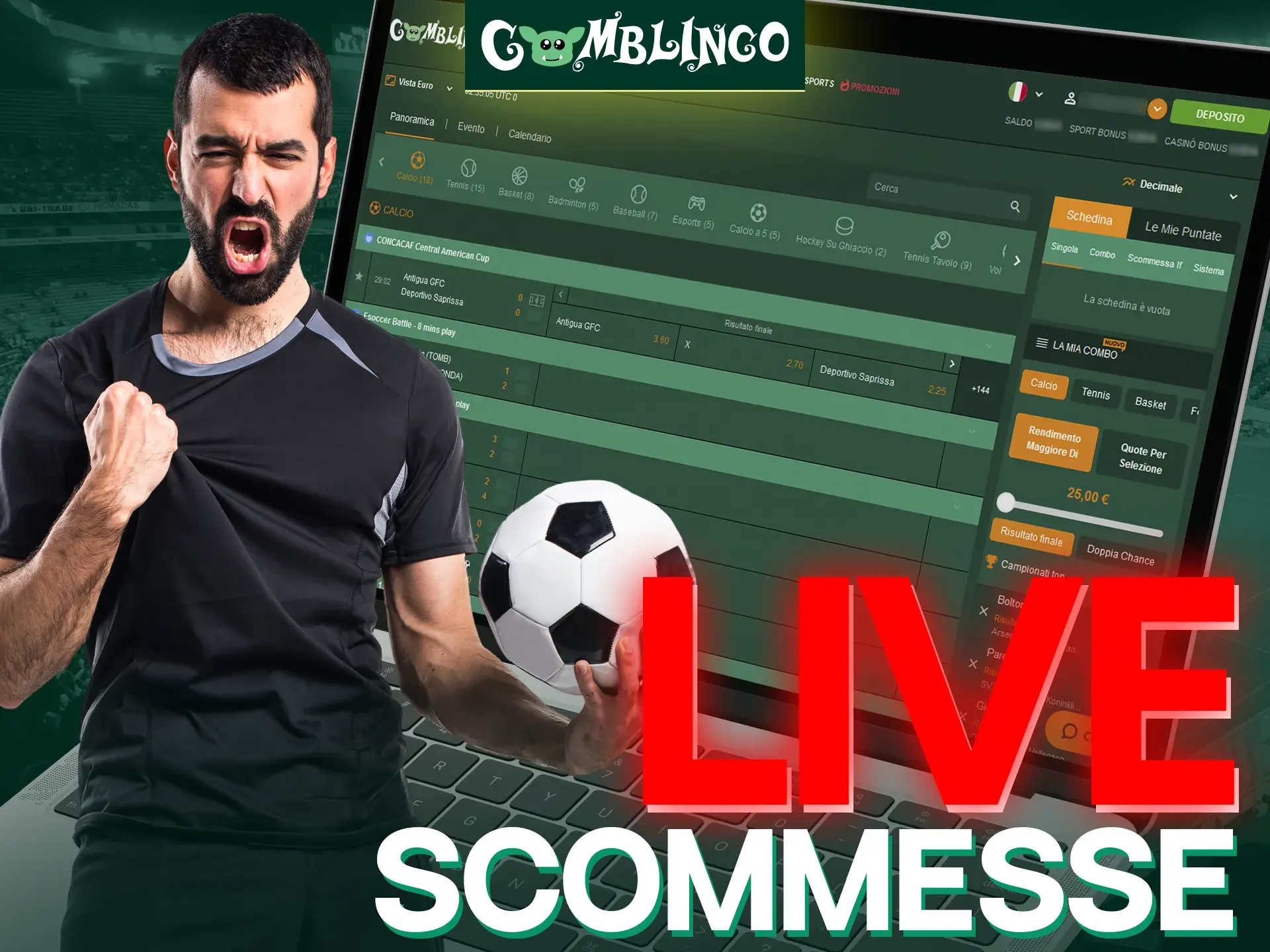 Scommesse sugli eventi sportivi in ​​corso sul sito Gomblingo.